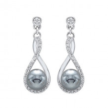 Gems One Silver Cubic Zirconia & Pearl (2 Ctw) Earring - ER10132-SSW
