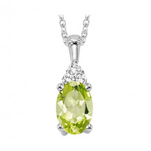 Gems One 10Kt White Gold Diamond (1/50Ctw) & Peridot (1/2 Ctw) Pendant - FP4026-1WDD