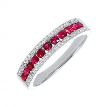 Gems One 14Kt White Gold Diamond (1/8Ctw) & Ruby (1/2 Ctw) Ring - RG10636-4WBR