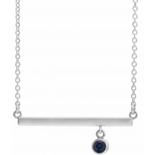 14K White Blue Sapphire Bezel-Set 18 Bar Necklace - 869056145P