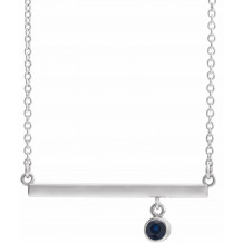 14K White Blue Sapphire Bezel-Set 18 Bar Necklace - 869056145P