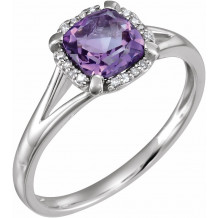 14K White Amethyst & .05 CTW Diamond Ring - 65195260002P