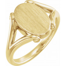 14K Yellow 13x9 mm Oval Signet Ring - 52002102P