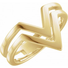 14K Yellow Double Row V Ring - 51547102P