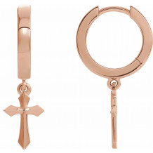 14K Rose Cross Drop Earrings - R17029602P