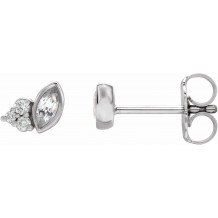 14K White Sapphire & .05 CTW Diamond Earrings - 87095618P