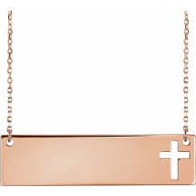 14K Rose Pierced Cross Bar 16-18 Necklace - 86531605P