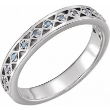 14K White Aquamarine Stackable Ring - 71831615P