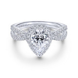 Gabriel & Co. 14k White Gold Contemporary Halo Engagement Ring - ER14425P4W44JJ photo