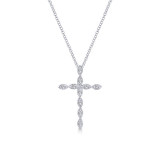 Gabriel & Co. 14k White Gold Faith Diamond Religious Cross Necklace - NK2211W45JJ photo