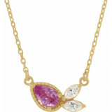 14K Yellow Pink Sapphire & 1/6 CTW Diamond 18 Necklace - 86854626P photo