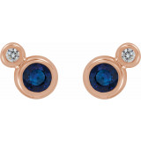 14K Rose Blue Sapphire & .03 CTW Diamond Earrings - 868886046P photo 2