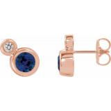 14K Rose Blue Sapphire & .03 CTW Diamond Earrings - 868886046P photo