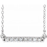 14K White 1/8 CTW Diamond French-Set Bar 18 Necklace - 86969705P photo