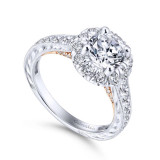 Gabriel & Co. 14k Two Tone Gold Blush Halo Engagement Ring - ER12825R4T44JJ photo 3