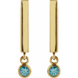 14K Yellow Aquamarine Bar Earrings - 869066024P photo 2