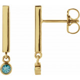 14K Yellow Aquamarine Bar Earrings - 869066024P photo