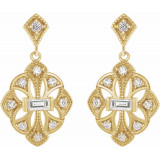 14K Yellow 3/8 CTW Diamond Vintage-Inspired Earrings - 87055601P photo 2