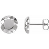14K White Faceted Design Circle Earrings - 862396005P photo