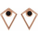 14K Rose Onyx Cabochon Pyramid Earrings - 86862606P photo 2