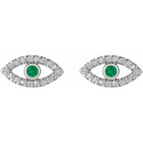 14K White Emerald & White Sapphire Earrings - 86884631P photo 2