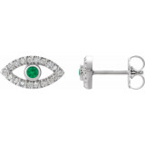 14K White Emerald & White Sapphire Earrings - 86884631P photo