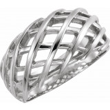 14K White 11 mm Latticework Dome Ring - 544525205P photo