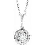 14K White 1/2 CTW Diamond Halo-Style 18 Necklace - 8530460000P photo