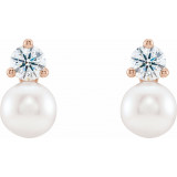 14K Rose Freshwater Cultured Pearl & 1/2 CTW Diamond Earrings - 86719602P photo 2