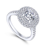 Gabriel & Co. 14k White Gold Rosette Double Halo Engagement Ring - ER13864R4W44JJ photo 3
