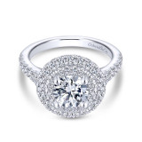 Gabriel & Co. 14k White Gold Rosette Double Halo Engagement Ring - ER13864R4W44JJ photo
