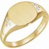 14K Yellow .05 CTW Diamond 10.87x10.26 mm Oval Signet Ring - 123030606P photo