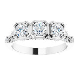 14K White 9/10 CTW Diamond Vintage-Inspired Three-Stone Anniversary Band - 123840612P photo 3