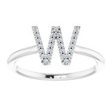 14K White .07 CTW Diamond Initial W Ring - 1238346110P photo 3