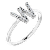 14K White .07 CTW Diamond Initial W Ring - 1238346110P photo