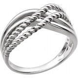 14K White Crossover Rope Design Ring - 861521000P photo