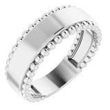 14K White Engravable Beaded Ring - 51684101P photo
