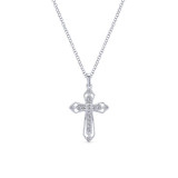 Gabriel & Co. 14k White Gold Faith Diamond Religious Cross Necklace - NK2216W45JJ photo