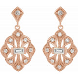 14K Rose 3/8 CTW Diamond Vintage-Inspired Earrings - 87055602P photo 2