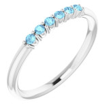 14K White Aquamarine Stackable Ring - 123288612P photo