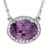 14K White Amethyst & .05 CTW Diamond 16.5 Necklace - 8590370008P photo