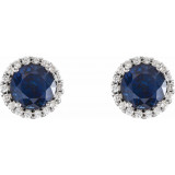 14K White Blue Sapphire & 1/10 CTW Diamond Earrings - 86509648P photo 2