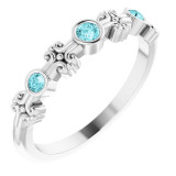 14K White Blue Zircon Bezel-Set Ring - 71924680P photo