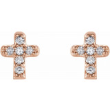 14K Rose .06 CTW Diamond Youth Cross Earrings - 65358160002P photo 2