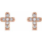 14K Rose .06 CTW Diamond Youth Cross Earrings - 65358160002P photo 2