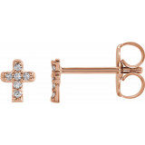 14K Rose .06 CTW Diamond Youth Cross Earrings - 65358160002P photo