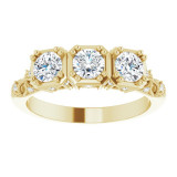 14K Yellow 9/10 CTW Diamond Vintage-Inspired Three-Stone Anniversary Band - 123840613P photo 3