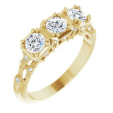 14K Yellow 9/10 CTW Diamond Vintage-Inspired Three-Stone Anniversary Band - 123840613P photo