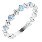 14K White Aquamarine Beaded Ring - 71923615P photo