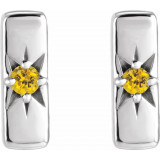 14K White Yellow Sapphire Starburst Bar Earrings - 87144604P photo 2